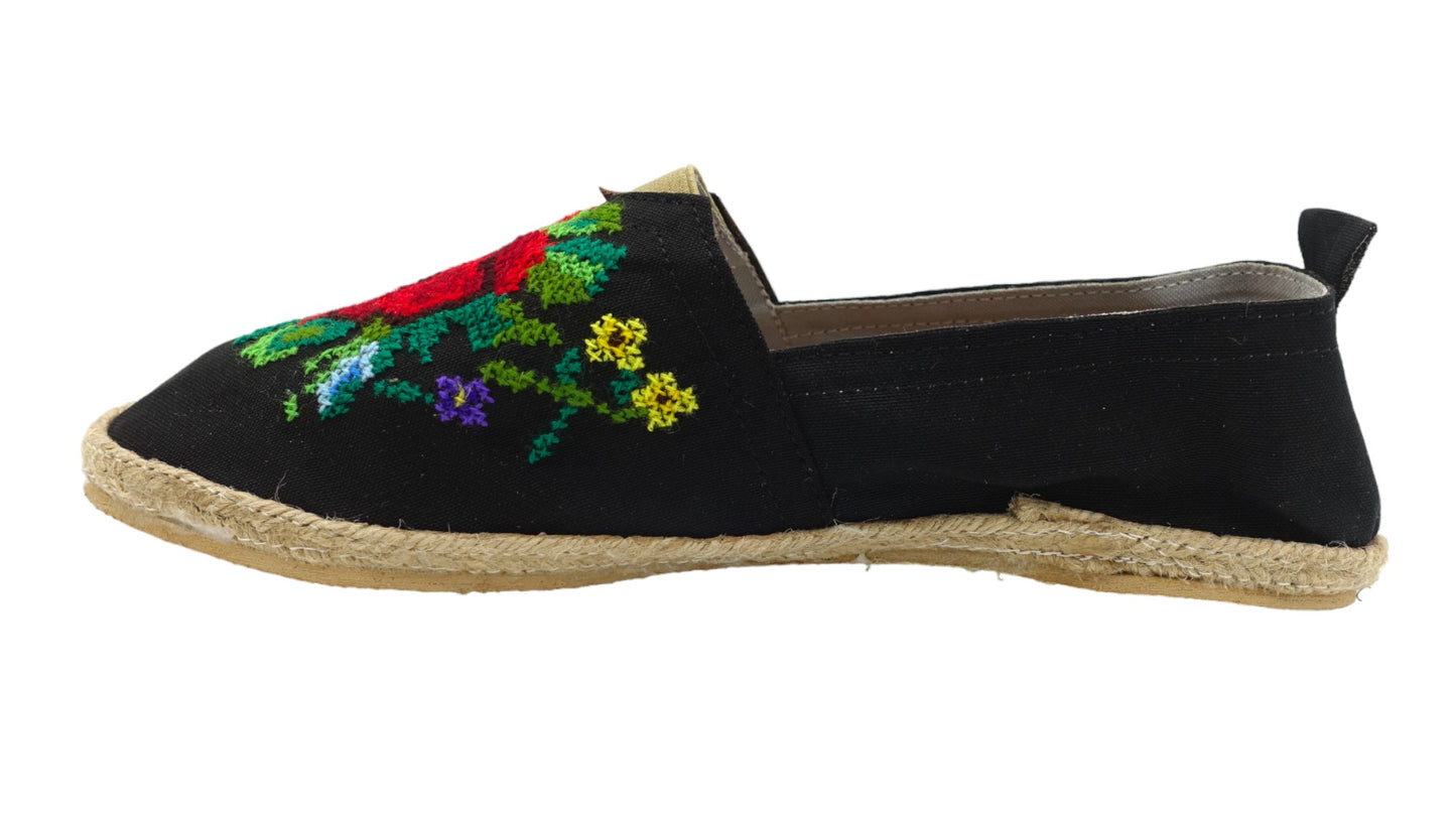 Espadrilles, bestickt PUNTO DE CRUZ - NEGRO