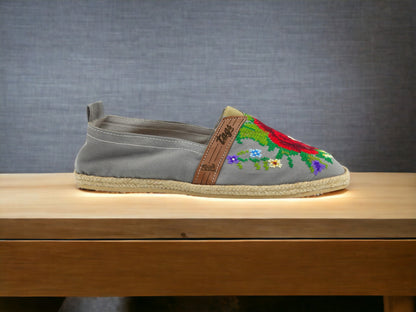 Espadrilles, bestickt PUNTO DE CRUZ - GRIS