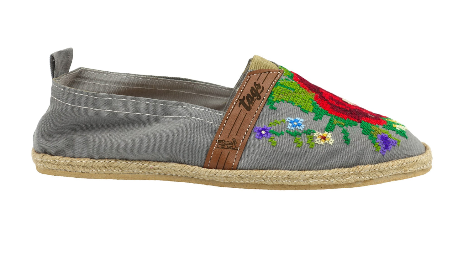 Espadrilles, bestickt PUNTO DE CRUZ - GRIS