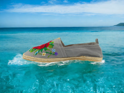 Espadrilles, bestickt PUNTO DE CRUZ - GRIS