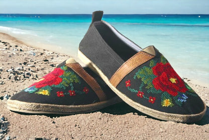 Espadrilles, bestickt PUNTO DE CRUZ - NEGRO