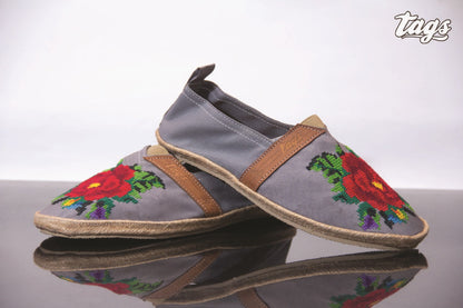 Espadrilles, bestickt PUNTO DE CRUZ - GRIS